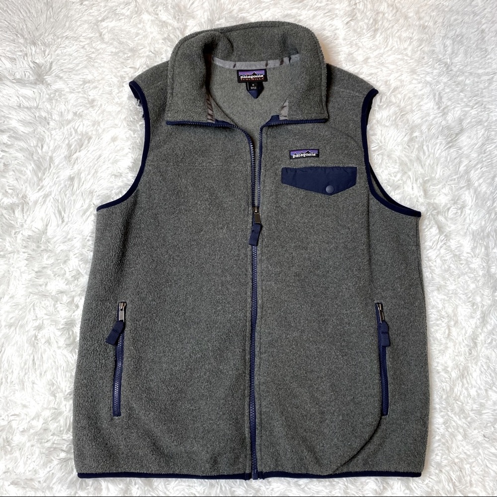 Patagonia Grey & Blue Synchilla Fleece Vest Size M